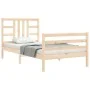 Bed frame with solid wood headboard 90x200 cm by vidaXL, Beds and slatted bases - Ref: Foro24-3193906, Price: 88,96 €, Discou...