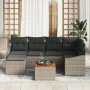 Set de Sofás de Jardín de 7 Piezas con Cojines Ratán Gris Acacia | Foro24.es | Tu tienda online para hogar, jardín y más Foro24.es