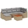Conjunto de Sofá de Jardín de 7 Piezas con Cojines Beige de Ratán Polipropileno de Acacia by , Outdoor sofas - Ref: Foro24-33...