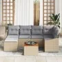 Conjunto de Sofá de Jardín de 7 Piezas con Cojines Beige de Ratán Polipropileno de Acacia by , Outdoor sofas - Ref: Foro24-33...