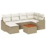 Conjunto de sofá de 7 piezas con cojines beige de poliratán acacia | Foro24.es | Tu tienda online para hogar, jardín y más Foro24.es