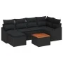 Conjunto de Sofás de Jardín de 7 Piezas con Cojines Negro Ratán Sintético Acacia de , Sofás de exterior - Ref: Foro24-3347856...