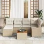 Conjunto de sofá de 7 piezas con cojines beige de poliratán acacia | Foro24.es | Tu tienda online para hogar, jardín y más Foro24.es