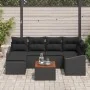 Conjunto de Sofás de Jardín de 7 Piezas con Cojines Negro Ratán Sintético Acacia de , Sofás de exterior - Ref: Foro24-3347856...