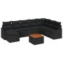 Juego de sofá de 9 piezas con cojines negros de poliratán y acacia by , Outdoor sofas - Ref: Foro24-3347870, Price: 544,28 €,...