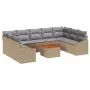 Juego de Sofá de Jardín de 10 Piezas con Cojines Beige Poliratán Acacia von , Outdoor-Sofas - Ref: Foro24-3347875, Preis: 610...