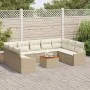 Conjunto de Sofá de Jardín de 10 Piezas con Cojines Beige Ratán Poliratán Acacia | Foro24.es | Tu tienda online para hogar, jardín y más Foro24.es