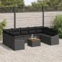 Set de Sofá de Jardín de 10 piezas con Cojines Negro Poliratán Acacia von , Outdoor-Sofas - Ref: Foro24-3347877, Preis: 613,6...