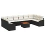 Juego de Sofá de Jardín de 11 Piezas con Cojines Negro Poliratán Acacia by , Outdoor sofas - Ref: Foro24-3347880, Price: 650,...