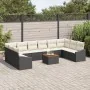 Juego de Sofá de Jardín de 11 Piezas con Cojines Negro Poliratán Acacia by , Outdoor sofas - Ref: Foro24-3347880, Price: 650,...