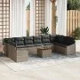 Juego de Sofá de Jardín de 11 Piezas con Cojines Gris Ratán Poliéster Acacia | Foro24.es | Tu tienda online para hogar, jardín y más Foro24.es