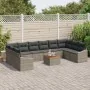 Juego de Sofá de Jardín de 11 Piezas con Cojines Gris Ratán Poliéster Acacia | Foro24.es | Tu tienda online para hogar, jardín y más Foro24.es