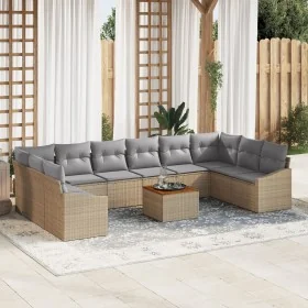 Juego de Sofá para Jardín de 11 Piezas con Cojines Beige de Ratán Acacia by , Outdoor sofas - Ref: Foro24-3347882, Price: 680...