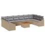 Juego de Sofá para Jardín de 11 Piezas con Cojines Beige de Ratán Acacia by , Outdoor sofas - Ref: Foro24-3347882, Price: 680...