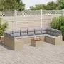 Juego de Sofá para Jardín de 11 Piezas con Cojines Beige de Ratán Acacia by , Outdoor sofas - Ref: Foro24-3347882, Price: 680...
