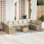 Juego de Sofá de Jardín de 11 Piezas con Cojines Beige Poliratán Acacia | Foro24.es | Tu tienda online para hogar, jardín y más Foro24.es