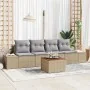 Juego de Sofás de Jardín de 5 Piezas con Cojines Beige de Poliratán Acacia | Foro24.es | Tu tienda online para hogar, jardín y más Foro24.es