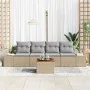 Juego de Sofás de Jardín de 5 Piezas con Cojines Beige de Poliratán Acacia | Foro24.es | Tu tienda online para hogar, jardín y más Foro24.es