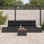 Juego de sofá de jardín de 5 piezas con cojines de Poliratán negro y Acacia de , Sofás de exterior - Ref: Foro24-3347891, Pre...