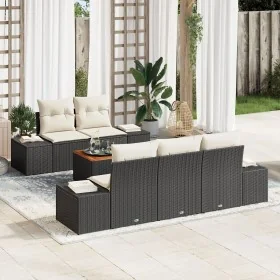 Juego de Sofá de Jardín de 6 Piezas con Cojines Negro Poliratán Acacia by , Outdoor sofas - Ref: Foro24-3347894, Price: 445,3...