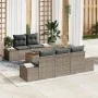 Set de Sofás de Jardín de 6 Piezas con Cojines Gris Ratán Polimérico Acacia von , Outdoor-Sofas - Ref: Foro24-3347895, Preis:...