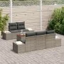 Set de Sofás de Jardín de 6 Piezas con Cojines Gris Ratán Polimérico Acacia von , Outdoor-Sofas - Ref: Foro24-3347895, Preis:...