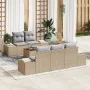 Conjunto de Sofás de Jardín de 6 Piezas con Cojines Beige Ratán Poliéster Acacia | Foro24.es | Tu tienda online para hogar, jardín y más Foro24.es