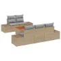 Conjunto de Sofás de Jardín de 6 Piezas con Cojines Beige Ratán Poliéster Acacia | Foro24.es | Tu tienda online para hogar, jardín y más Foro24.es
