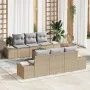 Conjunto de Sofás de Jardín de 7 Piezas con Cojines Beige Poliratán Acacia de , Sofás de exterior - Ref: Foro24-3347903, Prec...
