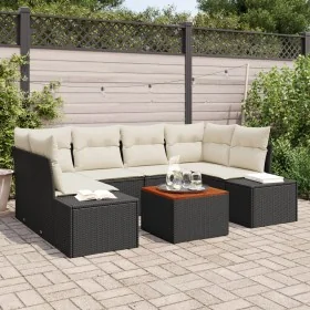 Juego de Sofá de Jardín de 7 Piezas con Cojines Negro Poliratán Acacia by , Outdoor sofas - Ref: Foro24-3347908, Price: 455,5...