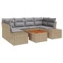 Conjunto de Sofá de Jardín de 7 Piezas con Cojines Beige Ratán Poliéster Acacia | Foro24.es | Tu tienda online para hogar, jardín y más Foro24.es
