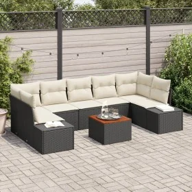 Conjunto de Sofás de Jardín de 8 Piezas con Cojines Negro Poliratán Acacia von , Outdoor-Sofas - Ref: Foro24-3347922, Preis: ...