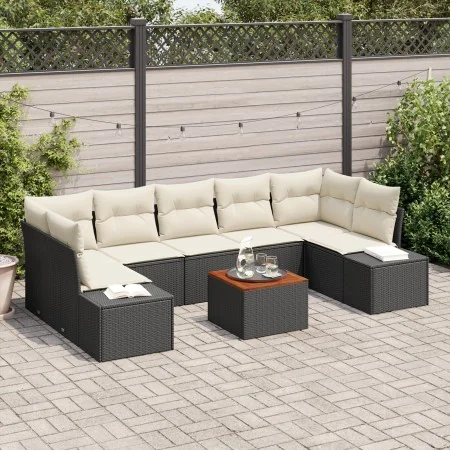 Conjunto de Sofás de Jardín de 8 Piezas con Cojines Negro Poliratán Acacia von , Outdoor-Sofas - Ref: Foro24-3347922, Preis: ...