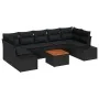 Juego de Sofás de Jardín de 8 Piezas con Cojines Negro Poliratán Acacia by , Outdoor sofas - Ref: Foro24-3347926, Price: 557,...