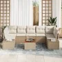 Juego de Sofá de Jardín de 8 Piezas con Cojines Beige de Poliratán Acacia von , Outdoor-Sofas - Ref: Foro24-3347925, Preis: 5...