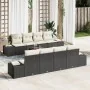 Conjunto de Sofá de Jardín de 9 Piezas con Cojines Negro Poliratán Acacia by , Outdoor sofas - Ref: Foro24-3347929, Price: 59...