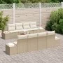 Conjunto de sofá de jardín de 9 piezas con cojines beige poliratán acacia. von , Outdoor-Sofas - Ref: Foro24-3347932, Preis: ...
