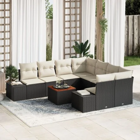 Juego de Sofá de Jardín 9 Piezas Negro y Crema by , Outdoor sofas - Ref: Foro24-3347936, Price: 554,29 €, Discount: %