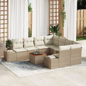 Juego de Sofás de Jardín Juego de 9 Beige y crema Rattan, Poliéster by , Outdoor sofas - Ref: Foro24-3347939, Price: 627,41 €...