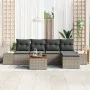 Conjunto de sofá de jardín de 6 piezas con cojines gris ratán sintético acacia by , Outdoor sofas - Ref: Foro24-3347944, Pric...