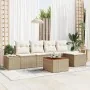 Juego de Sofás de Jardín de 6 Piezas con Cojines Beige de Ratán Polimérico y Acacia by , Outdoor sofas - Ref: Foro24-3347946,...