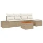 Juego de Sofás de Jardín de 6 Piezas con Cojines Beige de Ratán Polimérico y Acacia by , Outdoor sofas - Ref: Foro24-3347946,...