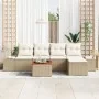 Juego de Sofás de Jardín de 6 Piezas con Cojines Beige de Ratán Polimérico y Acacia by , Outdoor sofas - Ref: Foro24-3347946,...