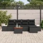 Juego de Sofá de Jardín de 6 Piezas con Cojines Ratán Polivalente Negro Acacia von , Outdoor-Sofas - Ref: Foro24-3347947, Pre...
