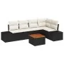 Set de Sofá de Jardín de 6 Piezas con Cojines Negro Ratán Acacia by , Outdoor sofas - Ref: Foro24-3347957, Price: 395,14 €, D...