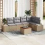 Juego de Sofás de Jardín de 6 Piezas con Cojines Beige Polirratán Acacia | Foro24.es | Tu tienda online para hogar, jardín y más Foro24.es