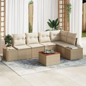 Juego de Sofás de Jardín de 6 Piezas con Cojines Beige de Poliratán von , Outdoor-Sofas - Ref: Foro24-3347960, Preis: 446,31 ...