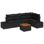 Juego de Sofá de Jardín de 6 Piezas con Cojines Polirratán Negro Acacia by , Outdoor sofas - Ref: Foro24-3347961, Price: 402,...
