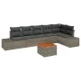 Set de Sofá de Jardín de 7 Piezas con Cojines Gris Ratán Poliéster Acacia by , Outdoor sofas - Ref: Foro24-3347965, Price: 44...