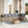 Conjunto de Sofá de Jardín de 7 Piezas con Cojines Beige de Poliratán | Foro24.es | Tu tienda online para hogar, jardín y más Foro24.es